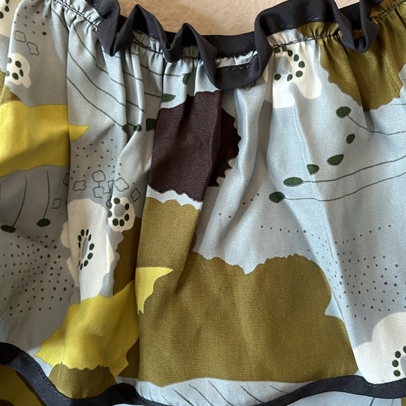 NWT Petro Zillia Kyle 100% Silk Dress Retro Scenery Floral Cold Shoulder XS - Picture 4 of 10